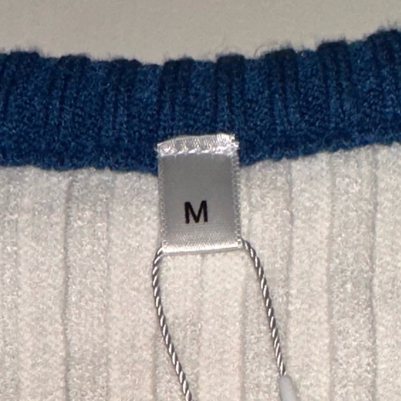 Chic White and Blue Button-Down Mini Dress - Picture 4 of 5